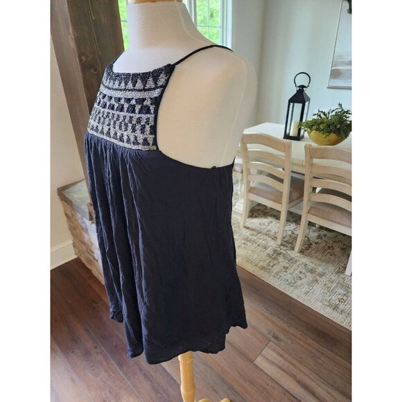 Amuse Society Beaded Tassel Tank Mini Dress boho Black‎ Babydoll - Picture 2 of 6
